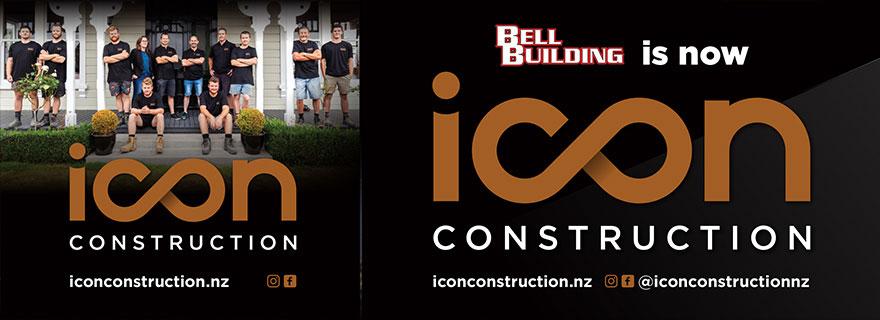 Liarder Board creative. Bell Building is now. Icon Construction. iconconstrucction.nz